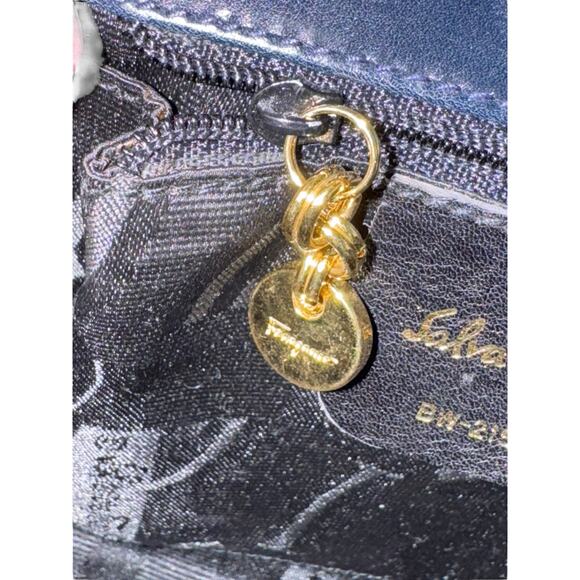 Salvatore Ferragamo Vintage Top Handle Bag in Navy Blue w/Gold Hardware - Picture 11 of 16